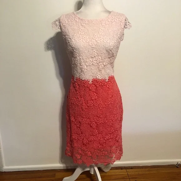 COPY - Julia Jordan Pale Pink / Coral Lace Dress - Picture 4 of 9